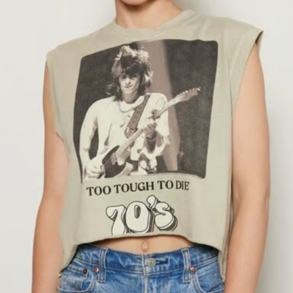 New People Of Leisure Band Tee Rolling Stones Graphic Top Women's Small LA - Picture 10 of 10